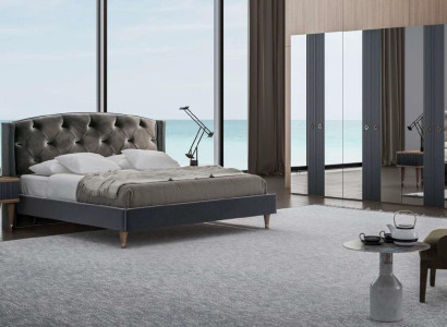 Modern Chesterfield Bedroom Set Designer Double bed Bedside tables
